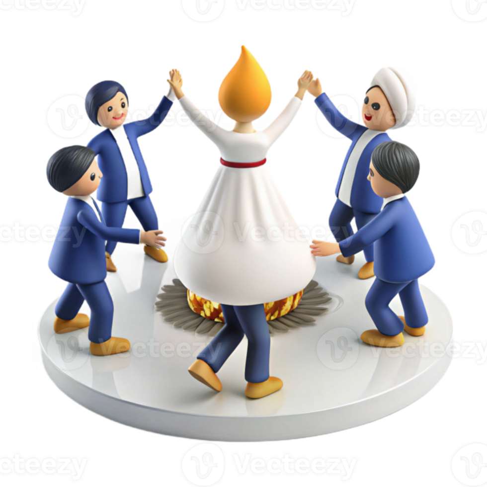 Group of People Dancing in a Circle Around a Fire png