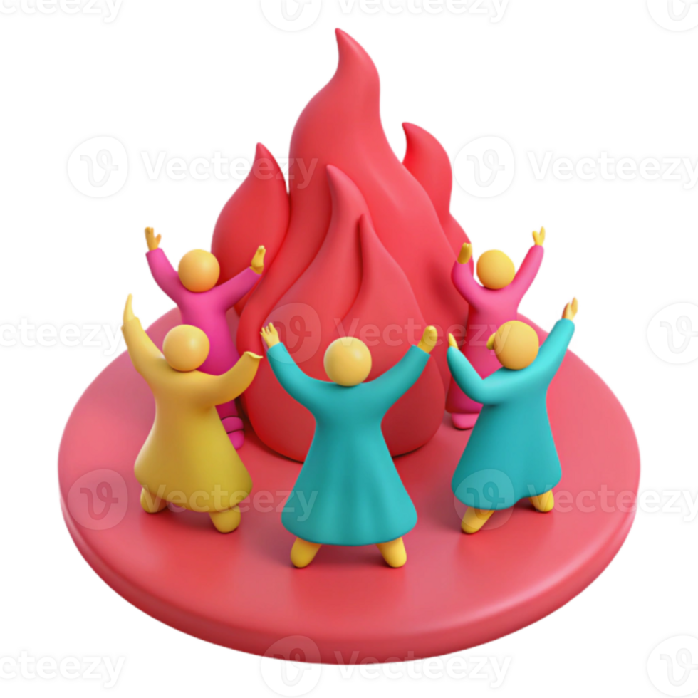 Five Figures Surrounding a Flame png