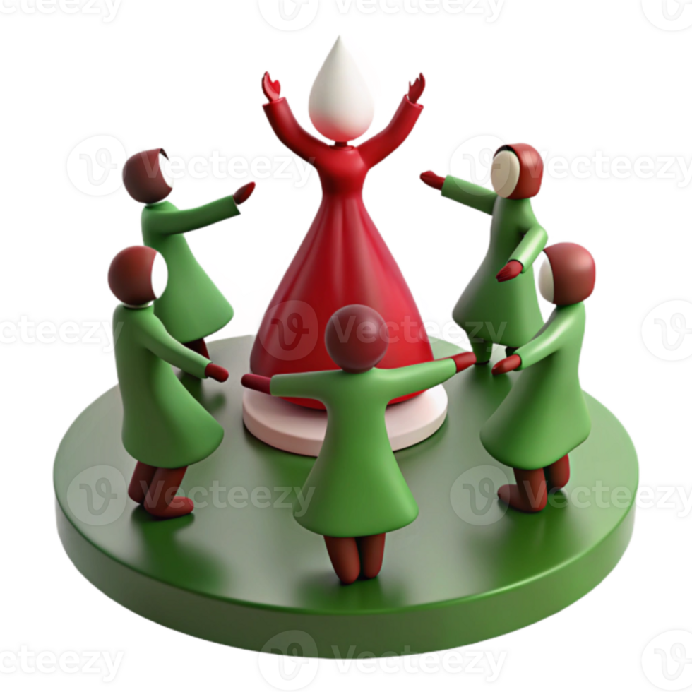 Circle Dance with a Figurine in Red Dress png