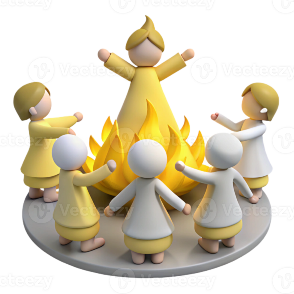Group of People Dancing Around a Fire png