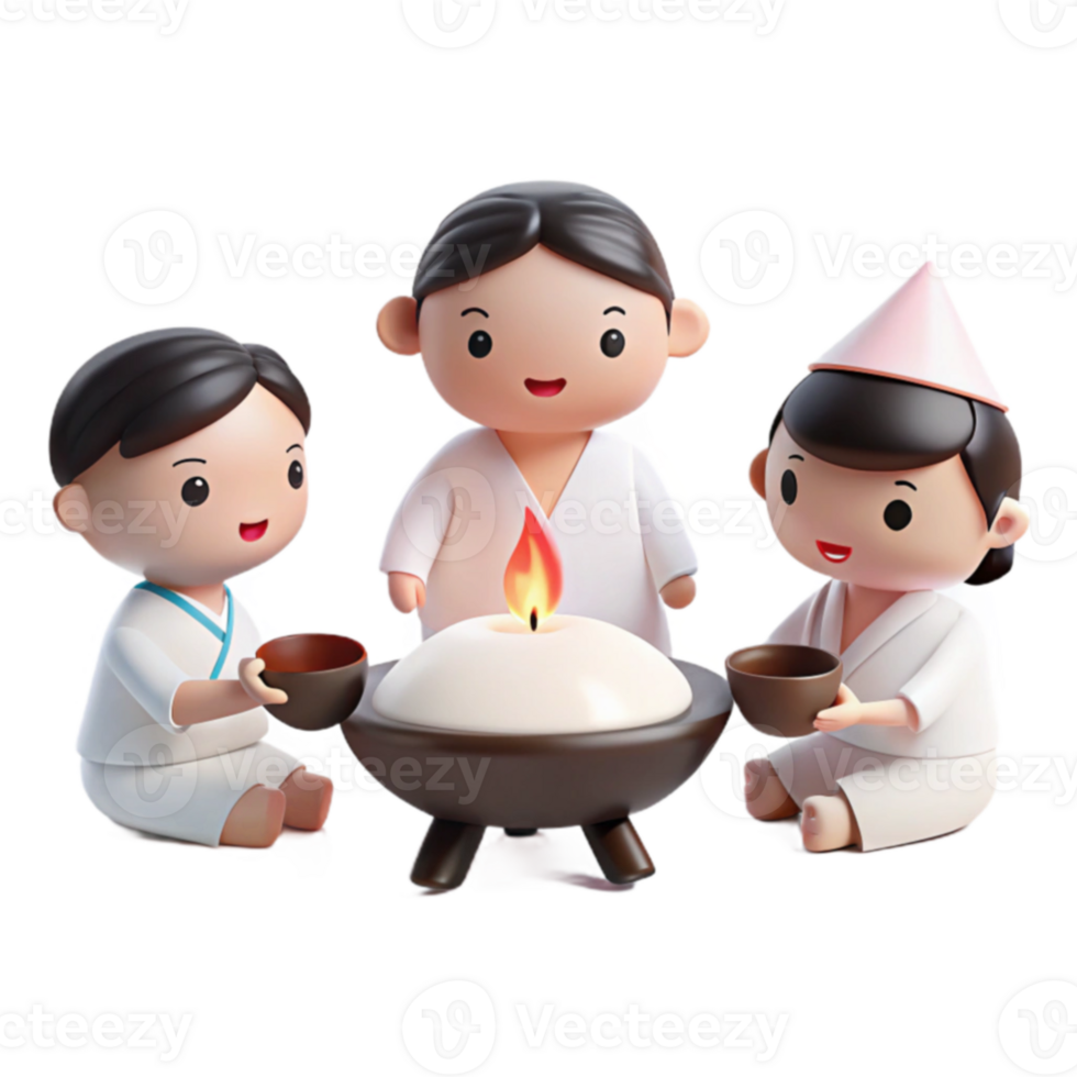 Cute Cartoon Characters Gather Around a Candle png