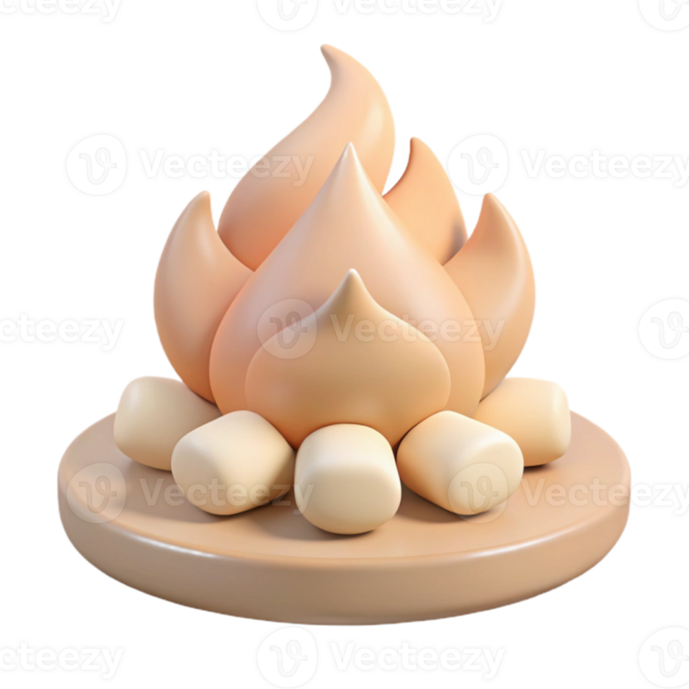 Campfire with Marshmallows 3D Render png