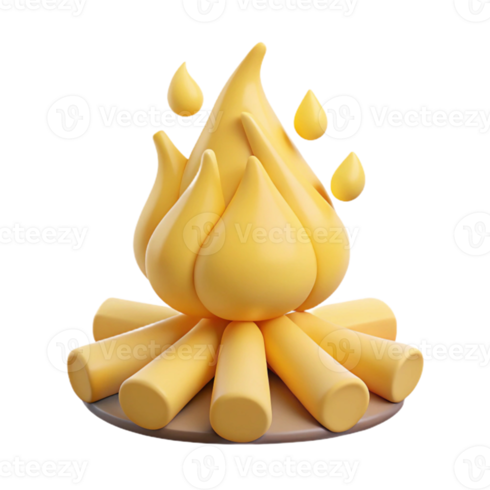 Campfire 3D Render with Flames and Logs png
