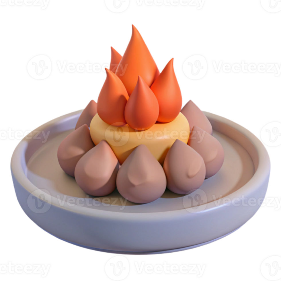 3D Render of a Cartoon Campfire png