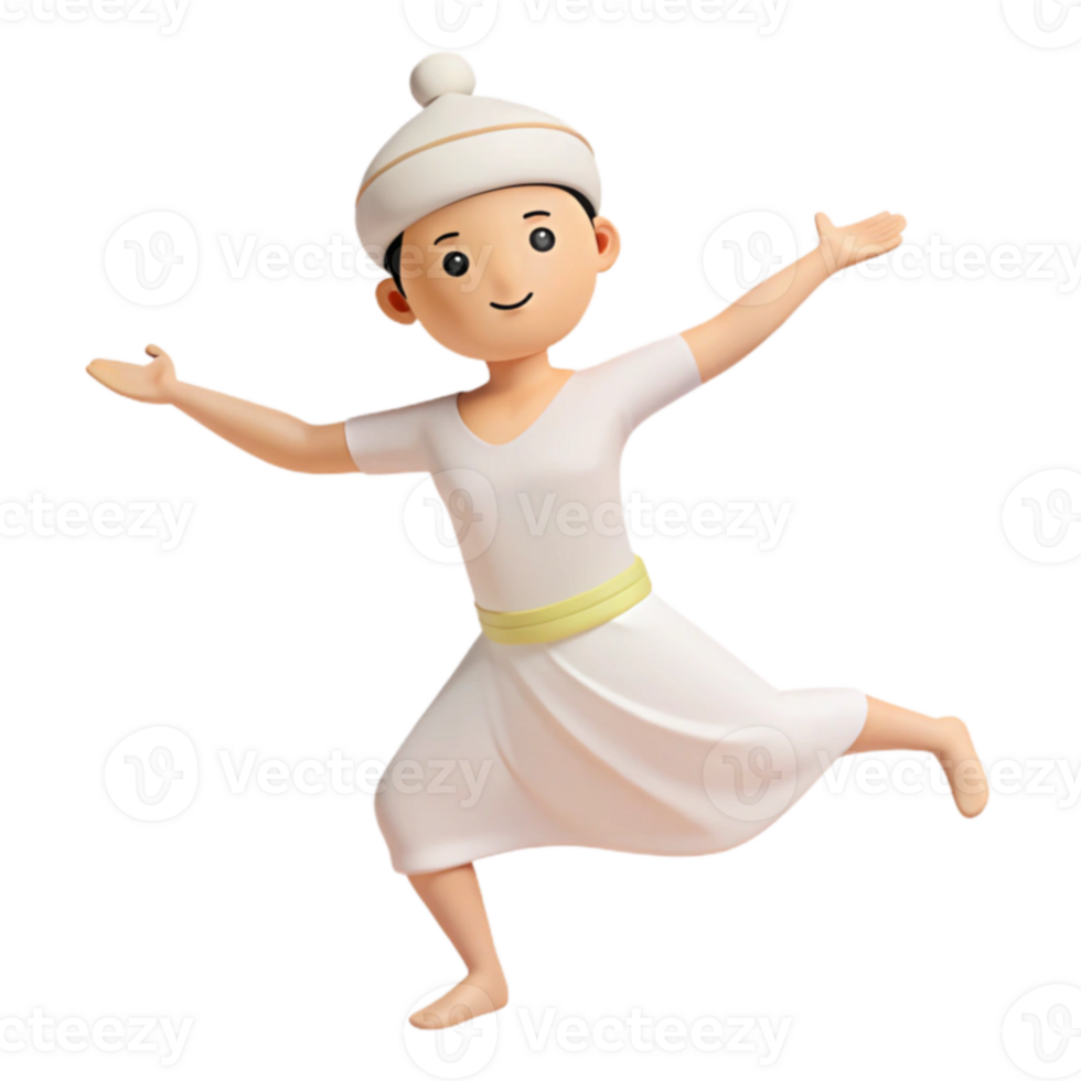 Smiling 3D Cartoon Character Dancing png