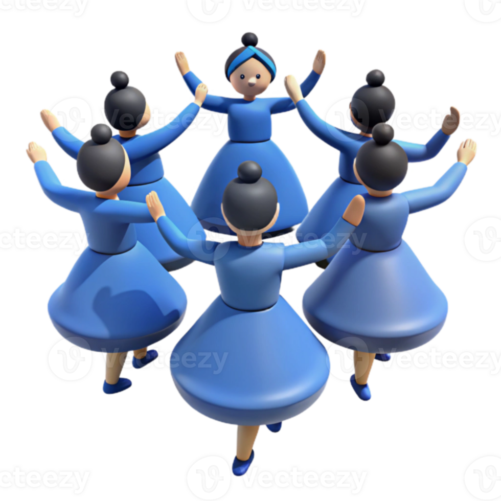 Group of Cartoon People Dancing in a Circle png