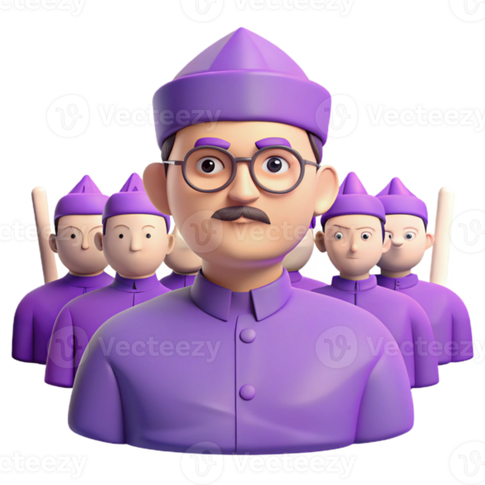 3D Rendered Cartoon Characters in Purple Clothing png