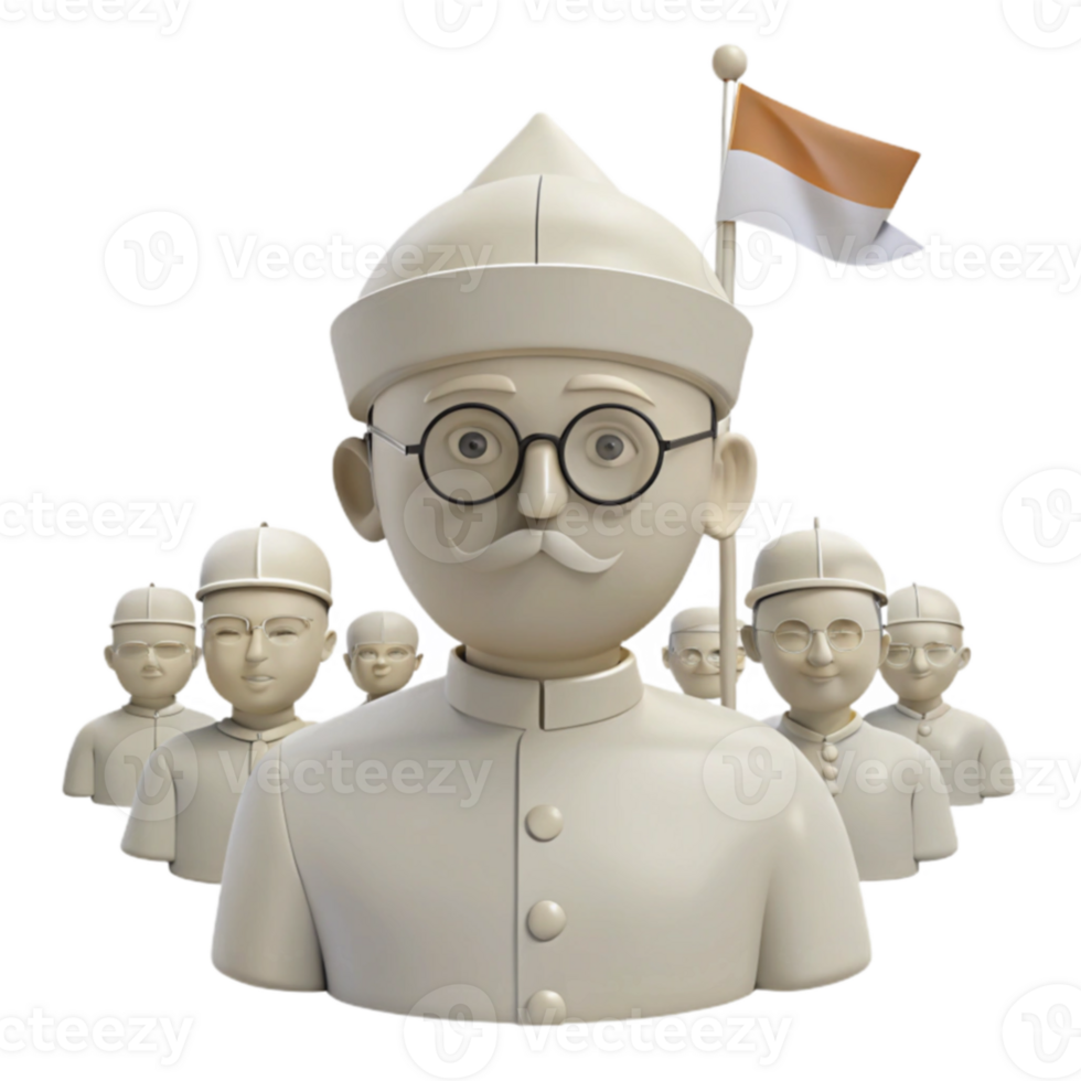 3D Render of a Group of People with a Flag png