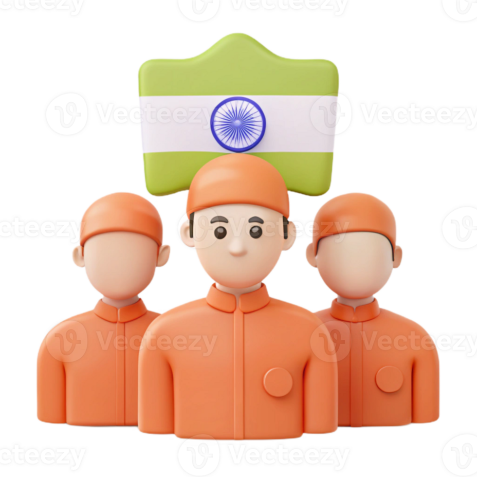 3D Rendered Illustration of People with a Flag png