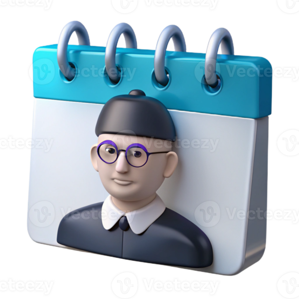 3D Calendar Icon with Person Profile Picture png