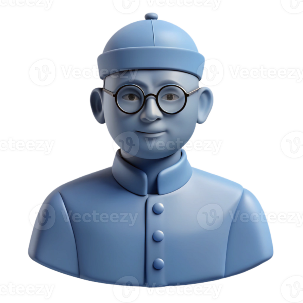 3D Render of a Person Wearing Glasses and a Hat png