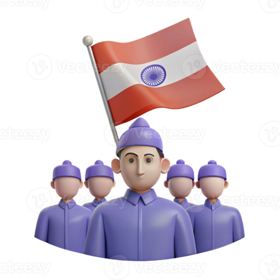 Patriotic Characters Holding a National Flag png