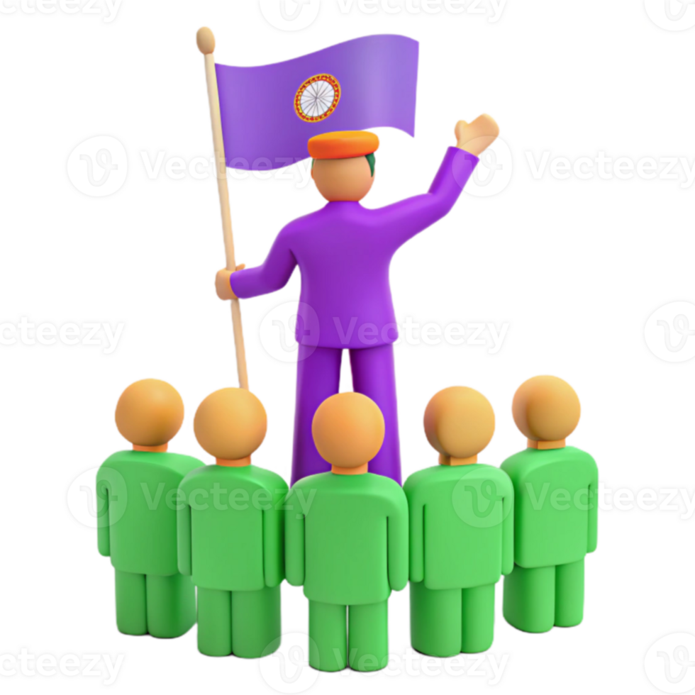 Leader Leading a Group with a Flag png