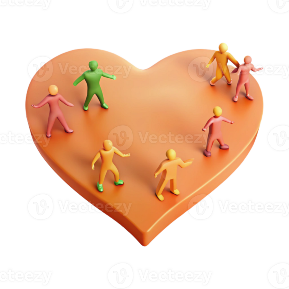 Group of People Standing Together on a Heart-Shaped Platform png