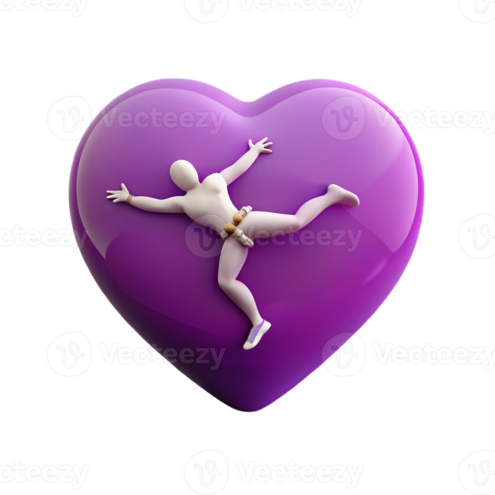 3D Render of a Person Inside a Purple Heart png