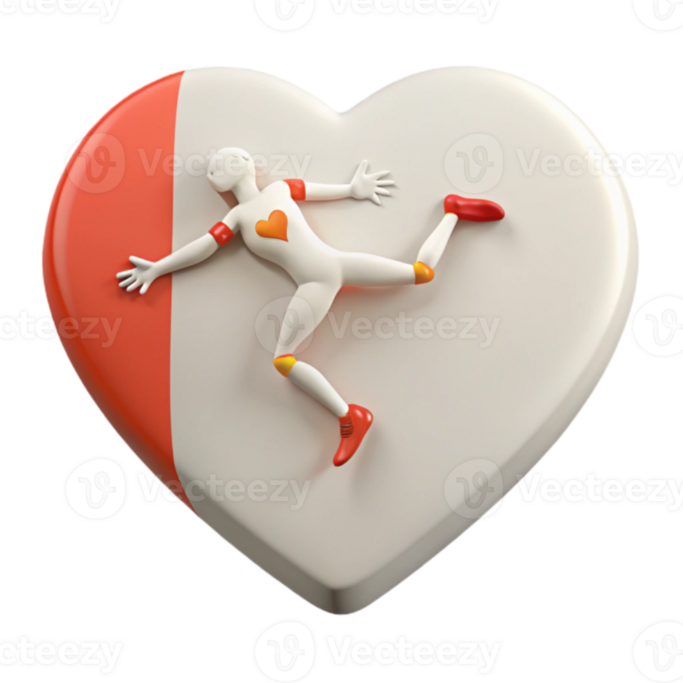 3D Render of a Figure Laying on a Heart png