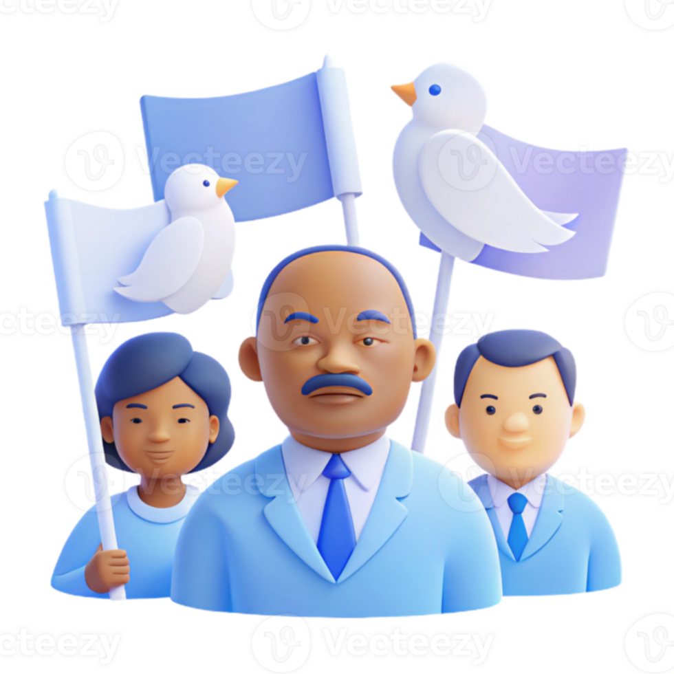 3D Illustration of Diverse People Holding Peace Flags png