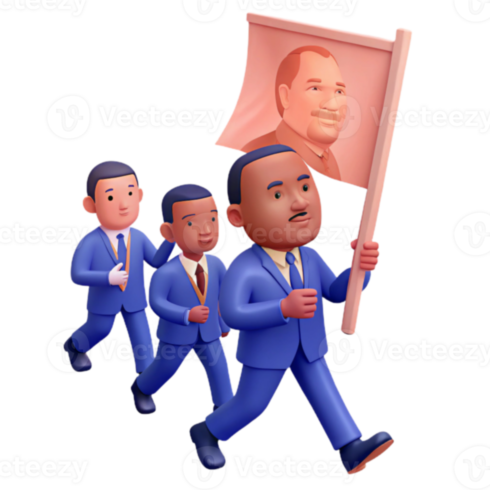 Three Men in Suits Marching with a Flag png