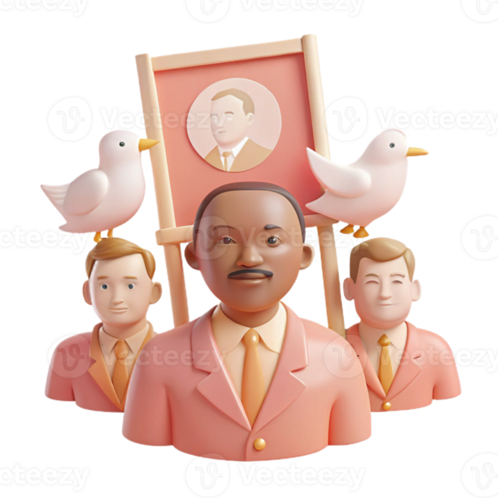 3D Illustration of a Man Holding a Sign with a Dove png