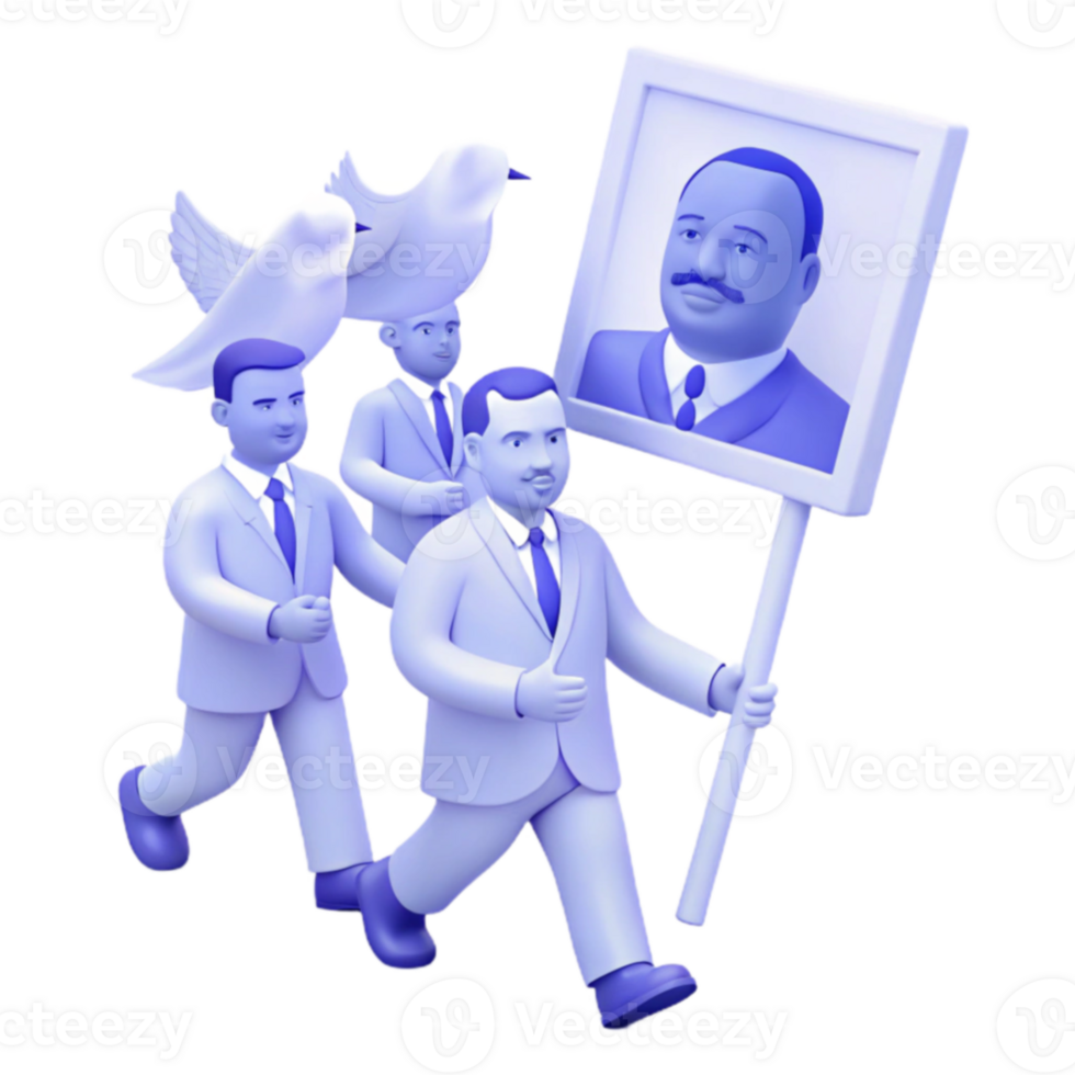 Three Men Walking With a Dove and a Portrait png