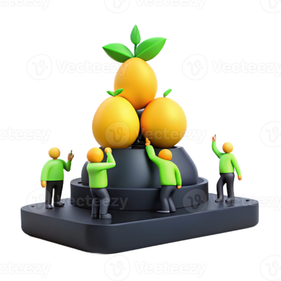 Teamwork and Collaboration Reaching for Success with Oranges png