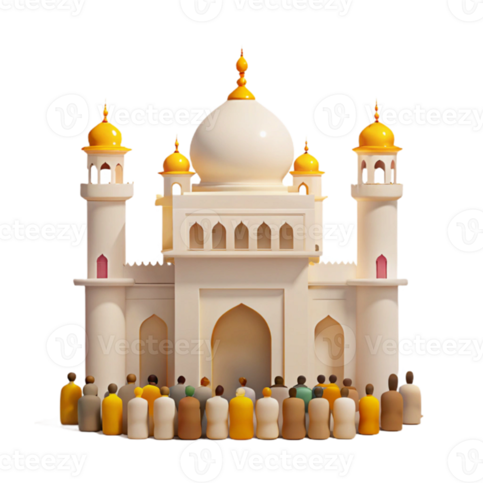 Mosque with People Praying png