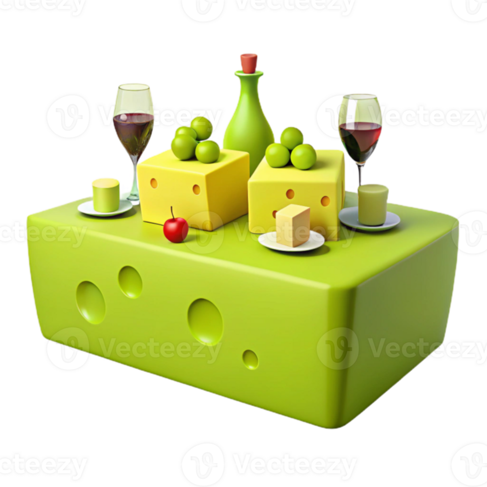 Cheese Table with Wine and Grapes png