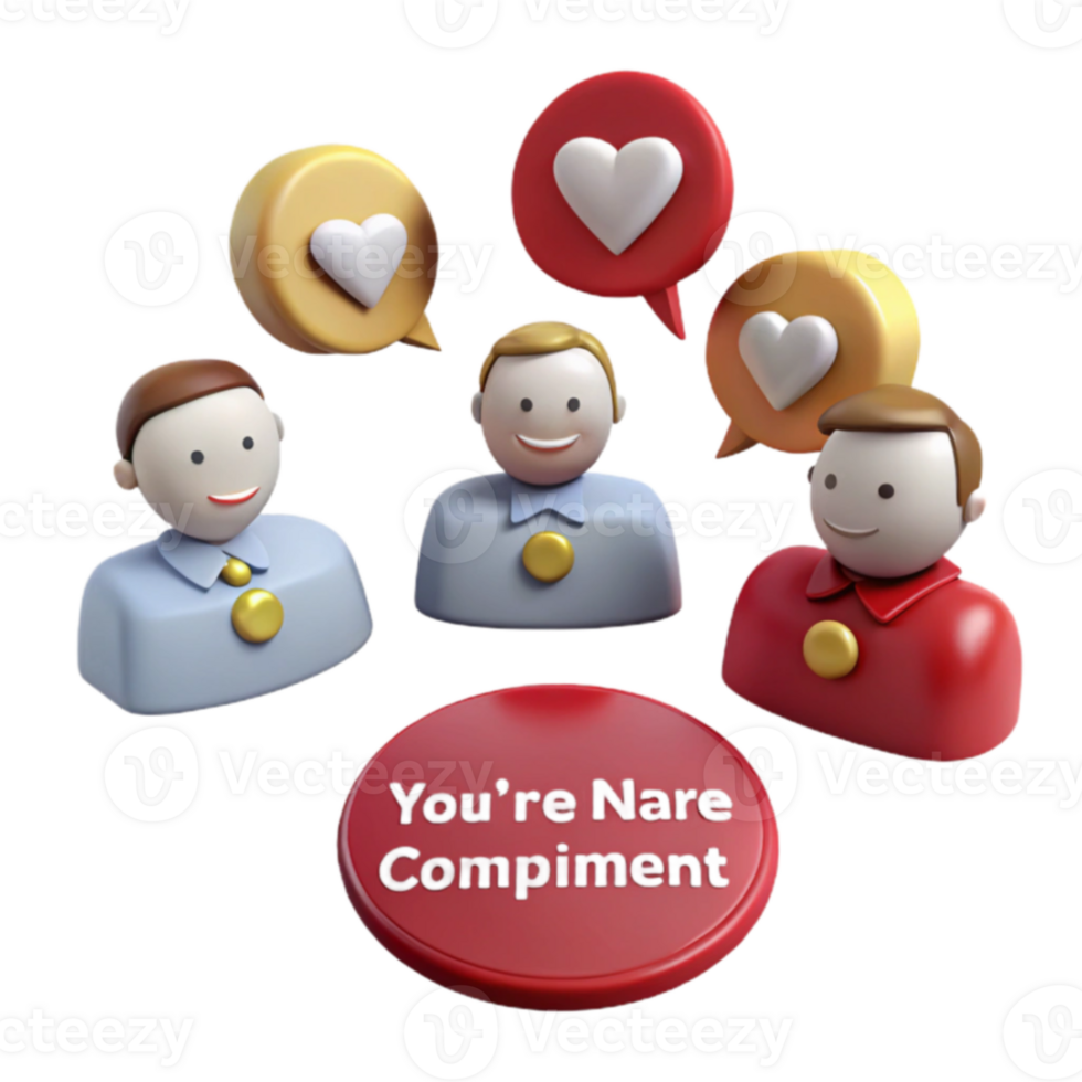 Receiving Compliments A 3D Illustration of Positive Feedback png