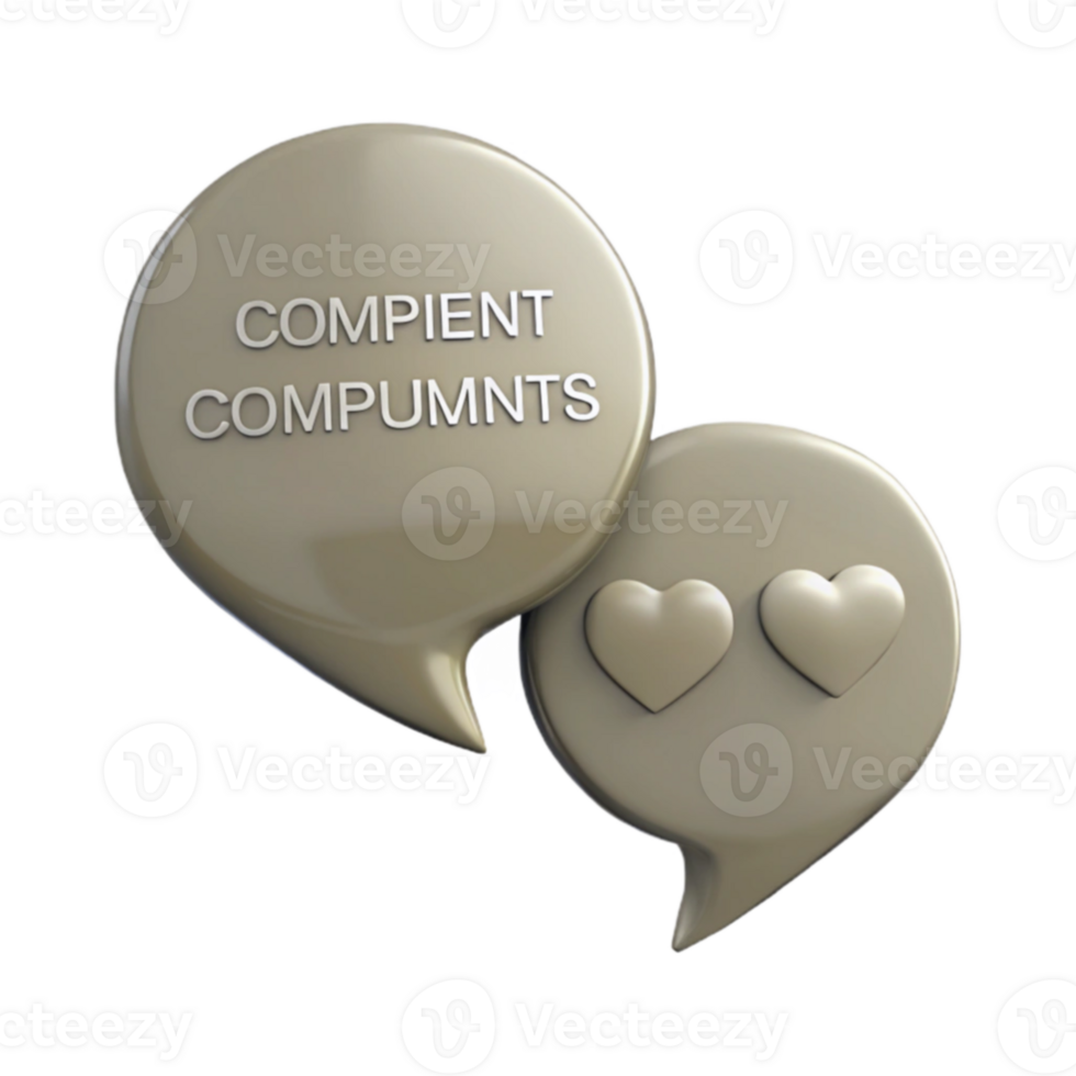 Receiving Compliments 3D Rendered Speech Bubbles with Hearts png