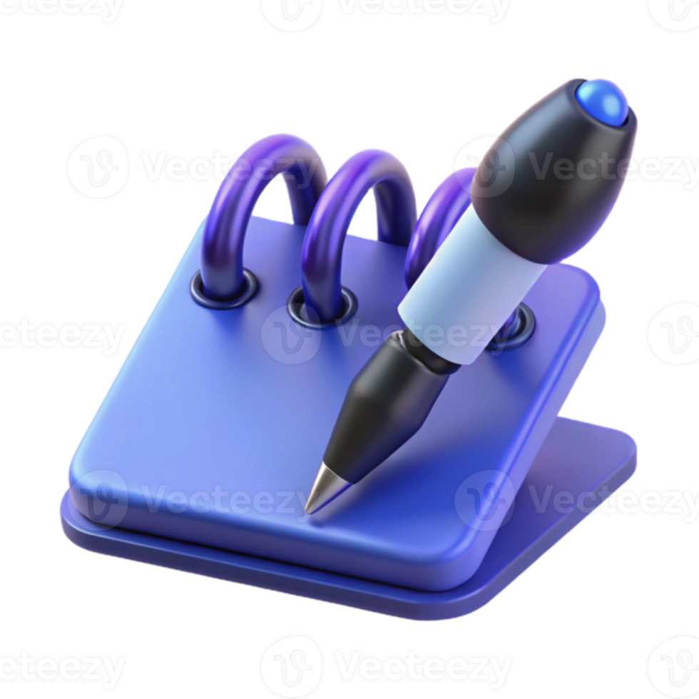 3D Render of a Notepad and Pen png