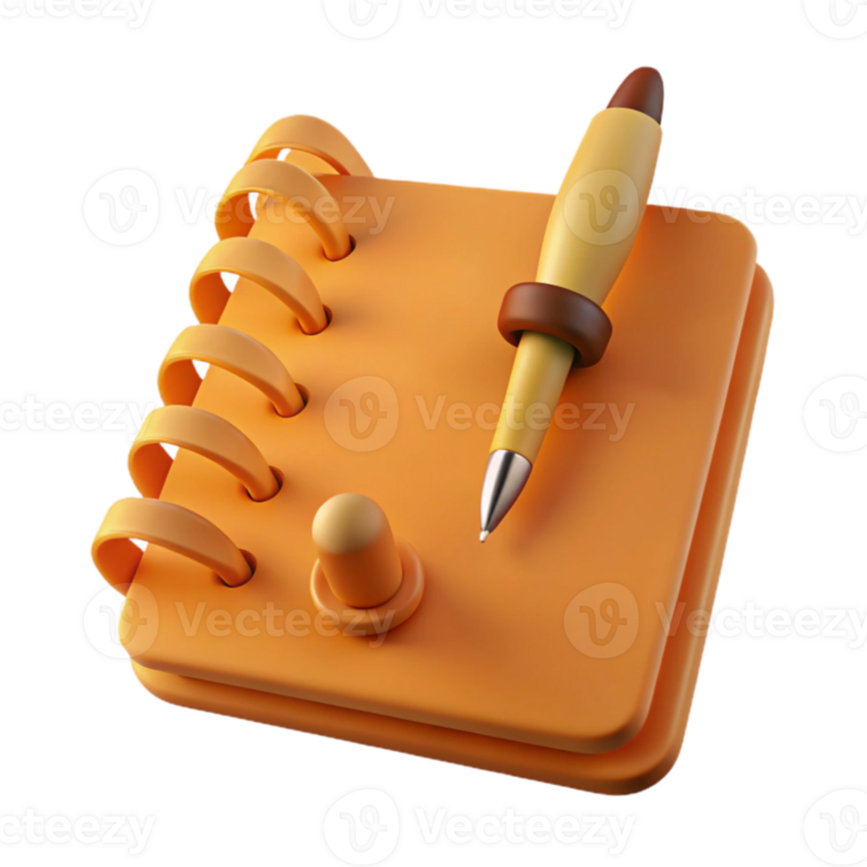 3D Render of a Notepad with a Pen png