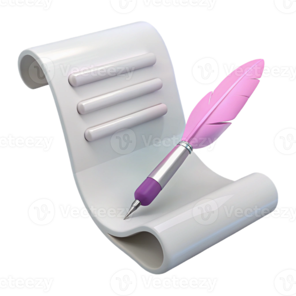 A Quill Pen on a Scroll, Ready to Write png