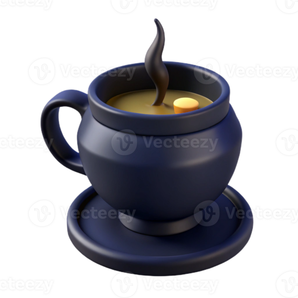 3D Rendered Steaming Cup of Drink with a Saucer png