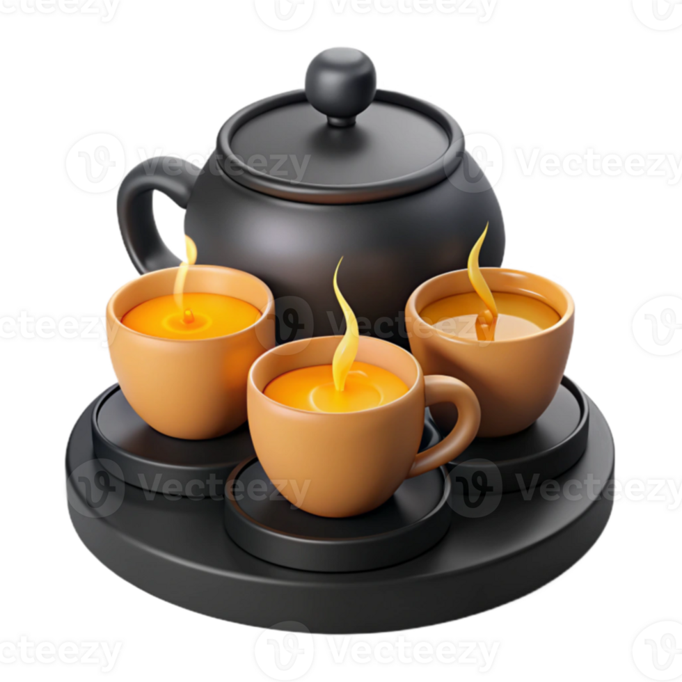 Teapot and Candles on a Tray png