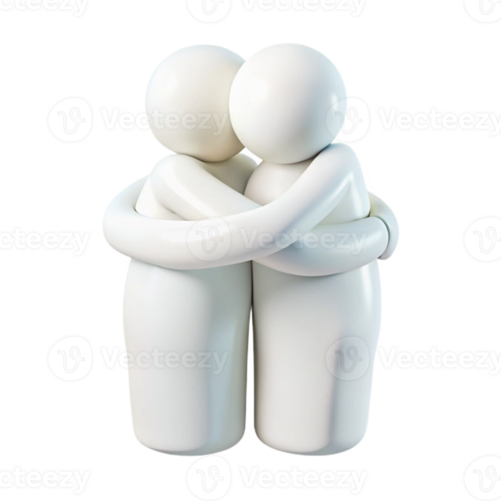 Two White Figures Embracing png