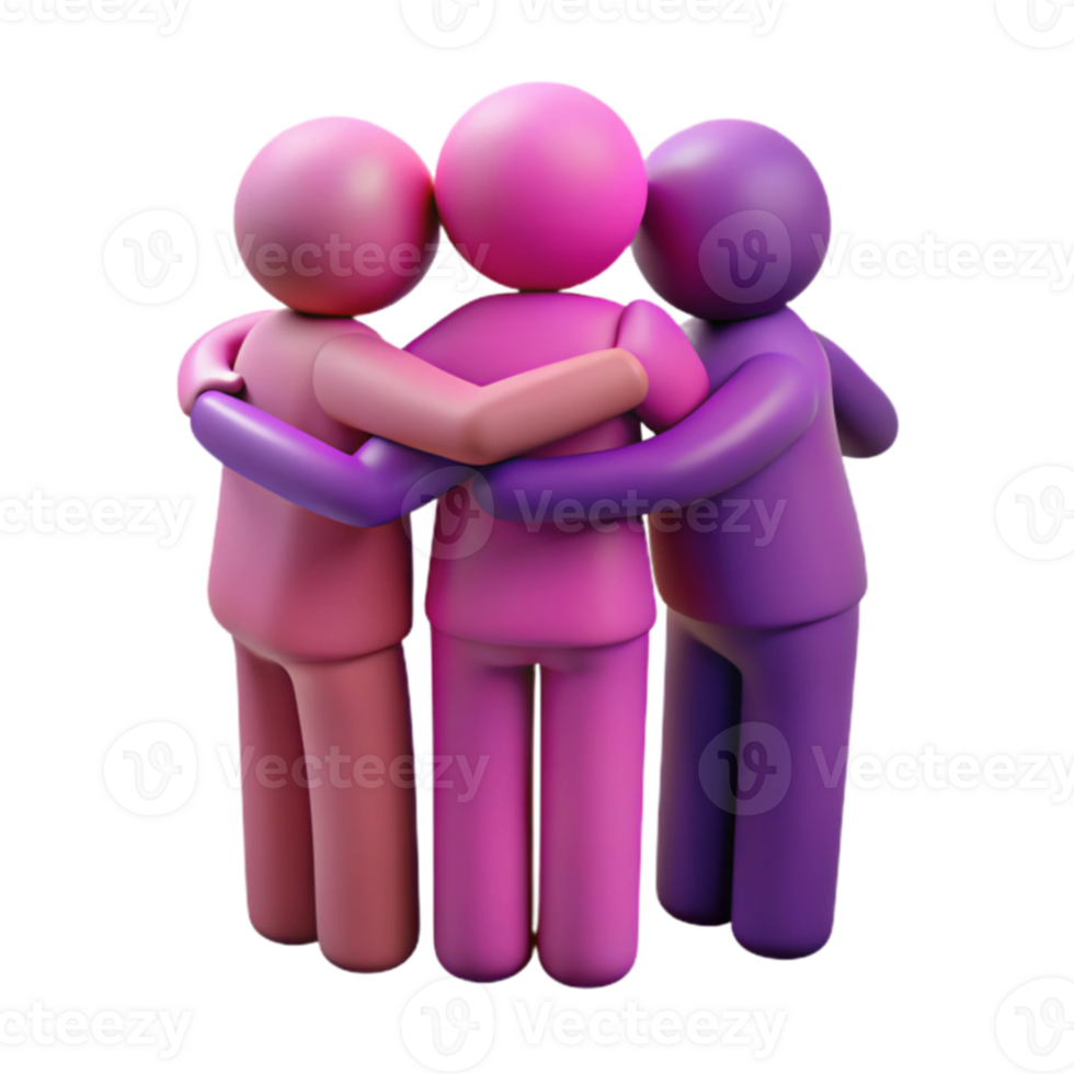 Three Figures Embracing in a Circle of Friendship png