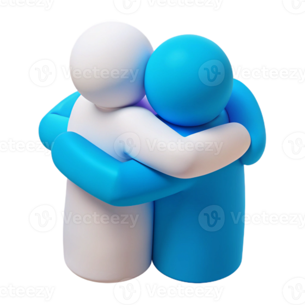3D Illustration of Two Figures Embracing png