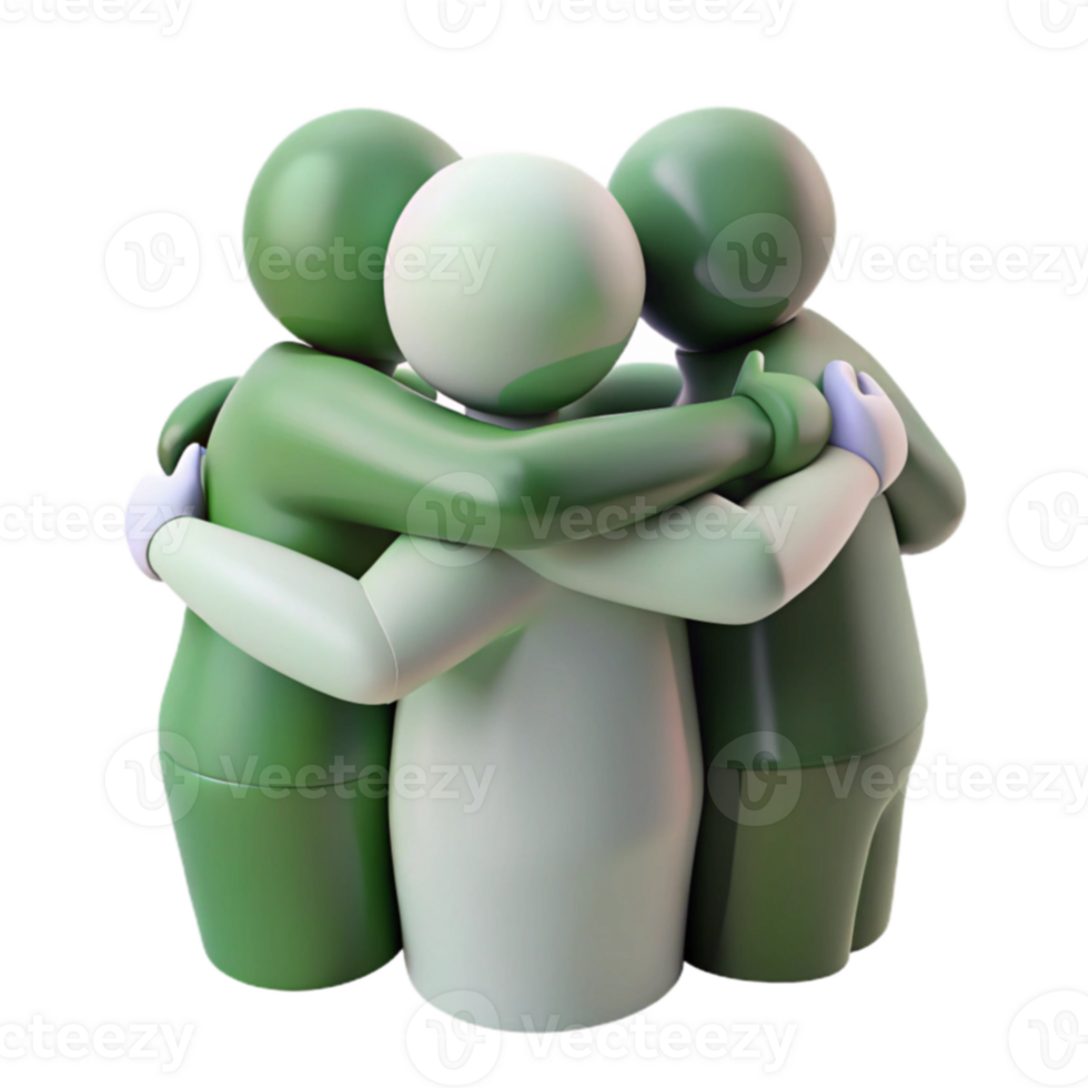 Three Figures Embracing in a Circle, Illustrating Unity and Support png