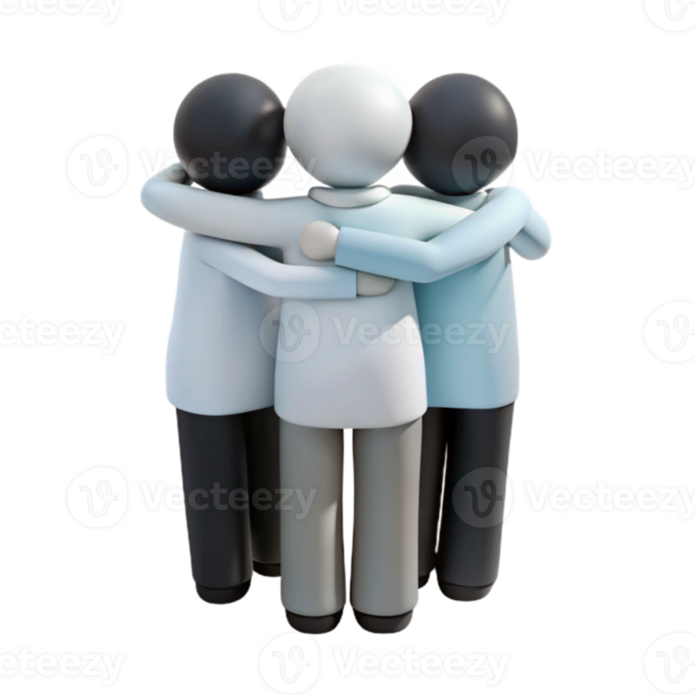 Three People Hugging, Showing Unity and Support png