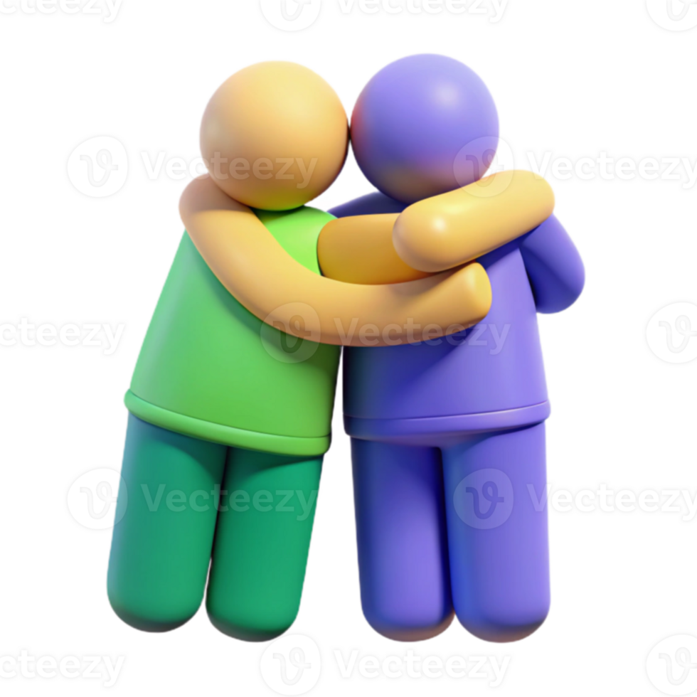3D Illustration of Two Figures Embracing png