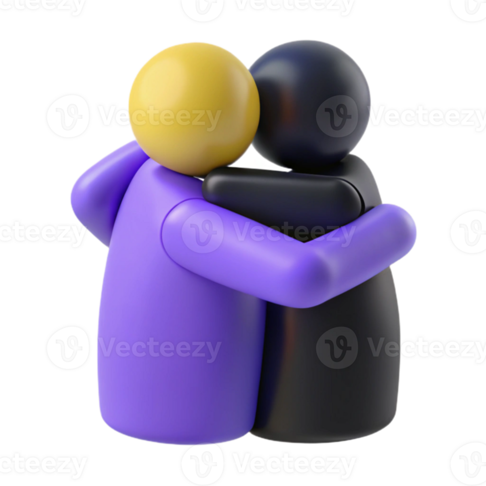 Two 3D Characters Embracing in a Warm Hug png