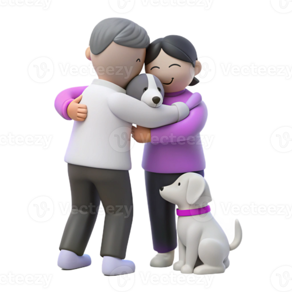 A Loving Embrace Couple Hugging with Their Dog png