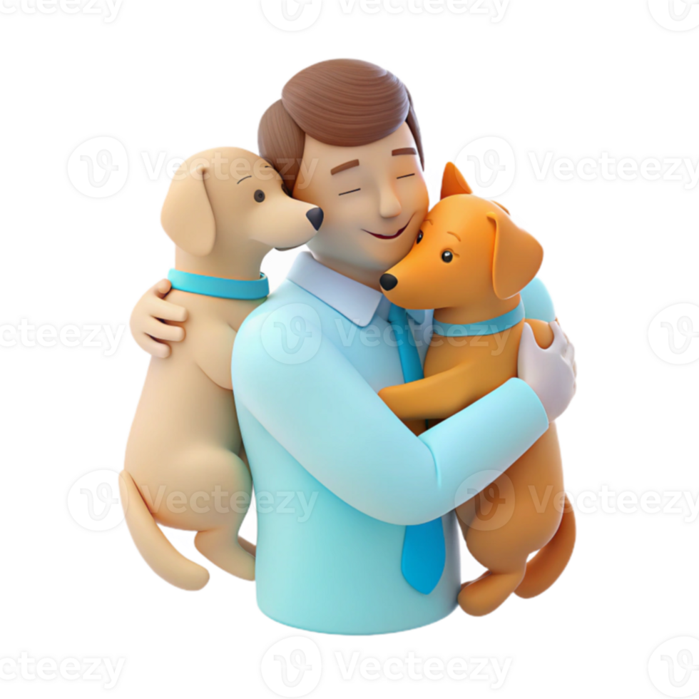 Man Hugging Two Dogs png
