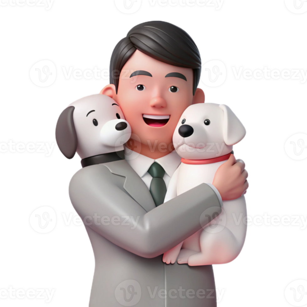 Man Hugging Two Dogs png