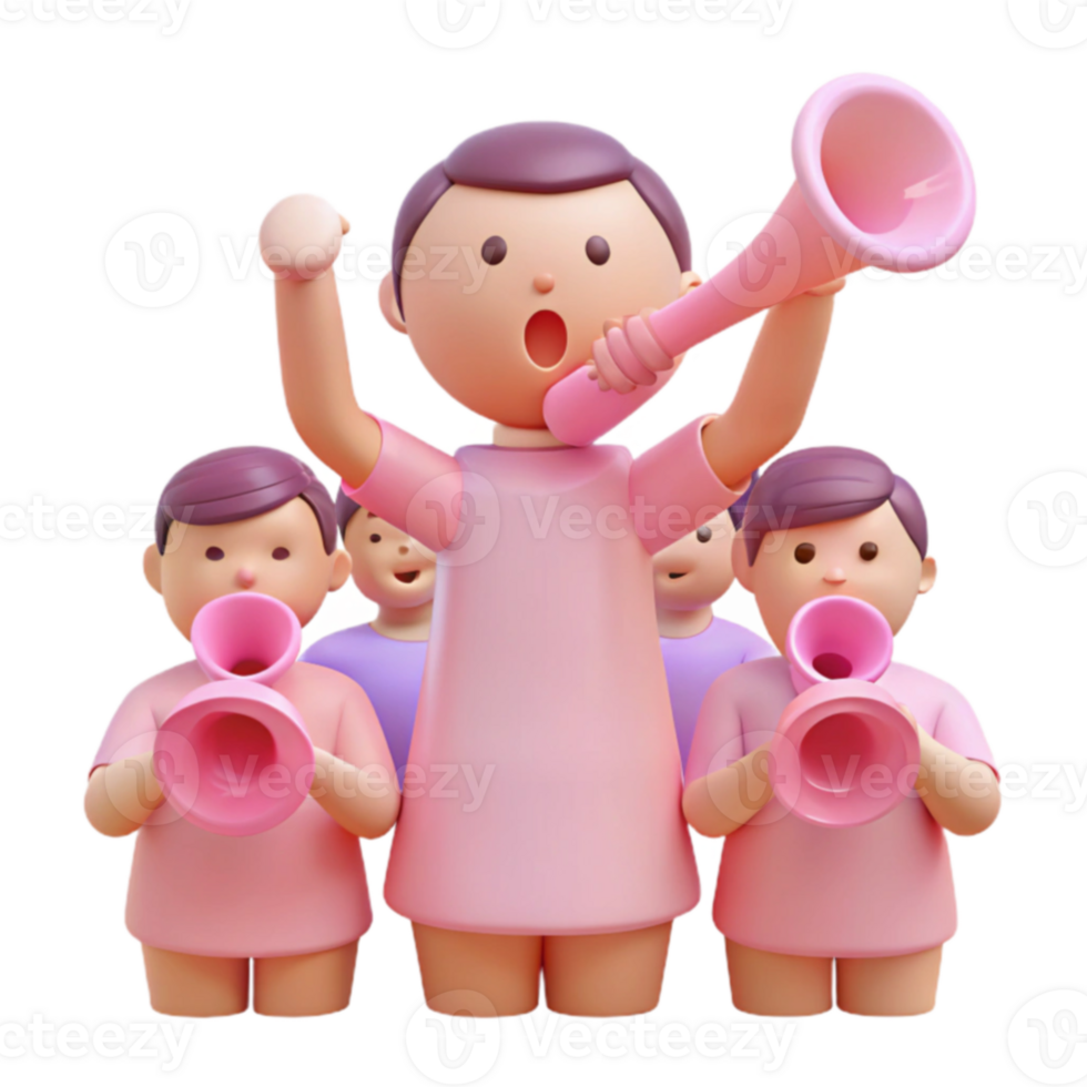 Cheerful Cartoon Characters Holding Instruments png
