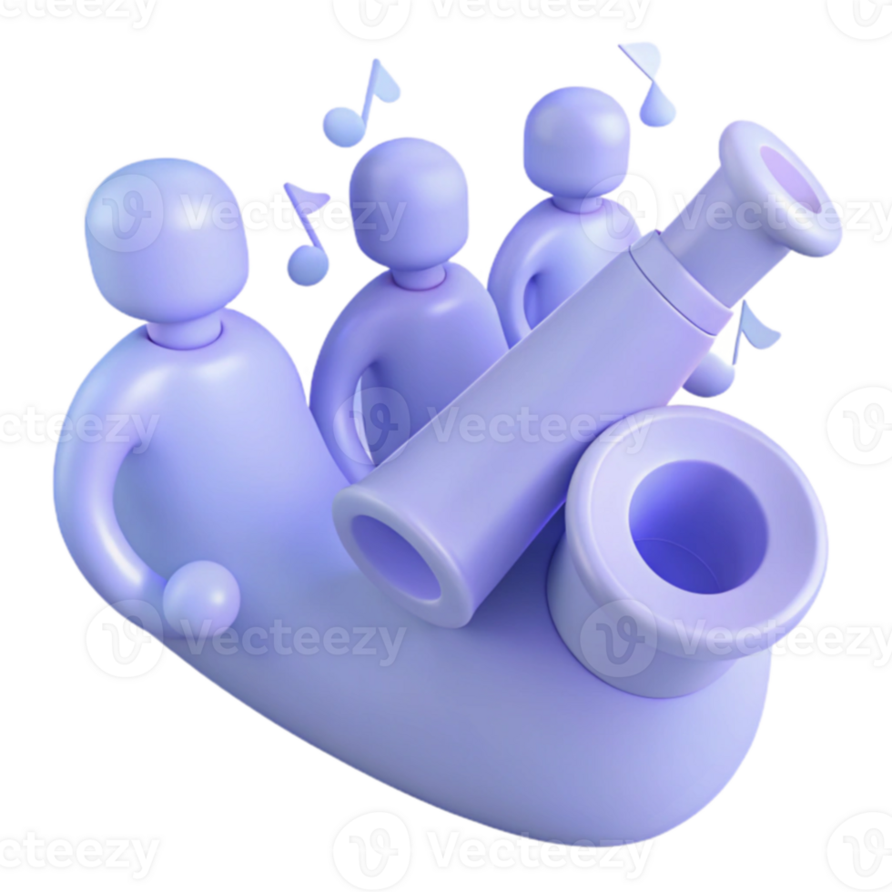 3D Render of Music Instrument with Characters png