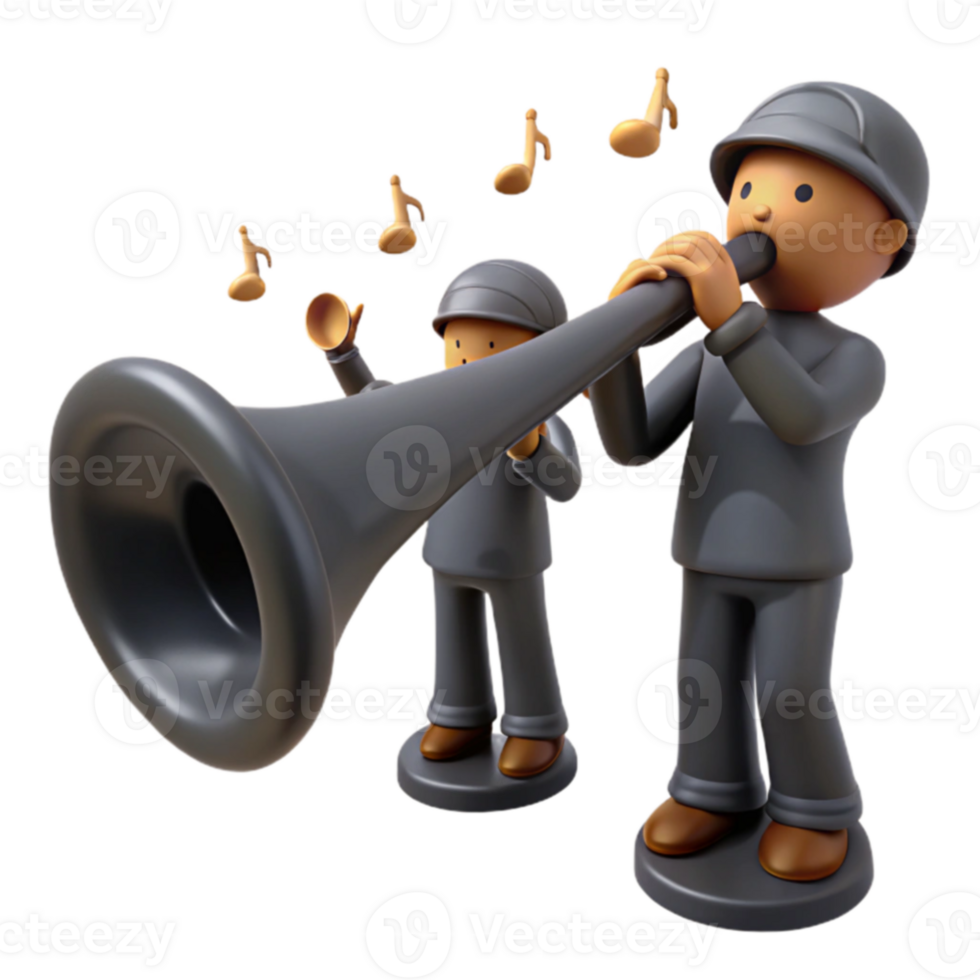 3D Cartoon Characters Playing Musical Instruments png