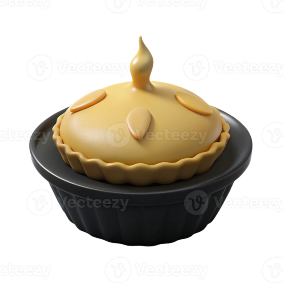 3D Rendered Pie with Golden Crust and Flaky Top png