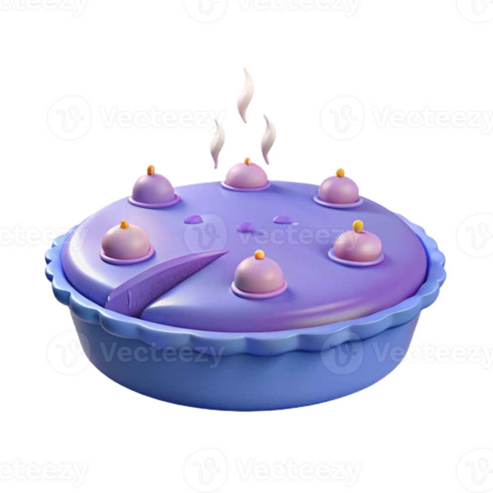 Purple Pie with Toppings and Steam png