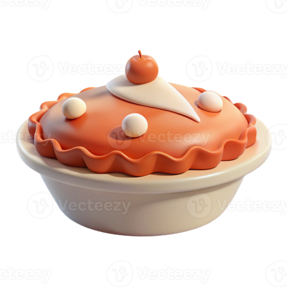 3D Render of a Delicious Cherry Pie with Whipped Cream and a Flaky Crust png